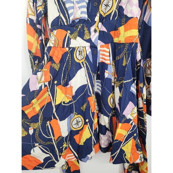NWT Anthropologie Maeve Women's Scarf-print Mini Shirtdress Size S Navy #8F413 - Picture 5 of 13